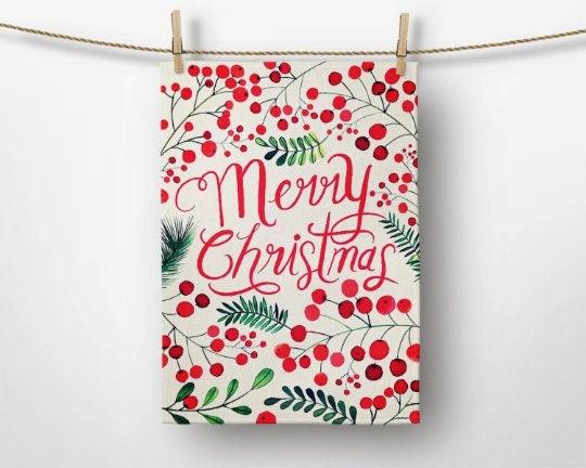 Christmas Kitchen Towel|Merry Christmas Dish Towel|Dwarf Santa/Gnomes Hand Towel|Holly Jolly Towel|Xmas Stockings Tea Towel|Xmas Deer Towel