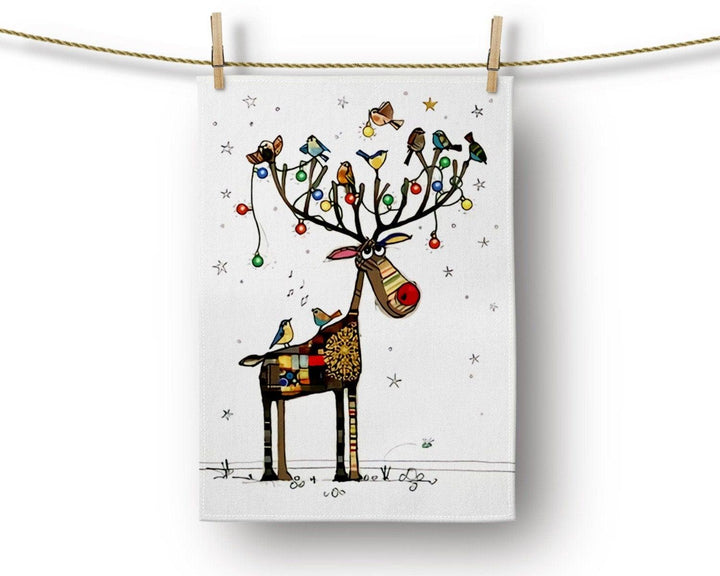 Christmas Kitchen Towel|Merry Christmas Dish Towel|Dwarf Santa/Gnomes Hand Towel|Holly Jolly Towel|Xmas Stockings Tea Towel|Xmas Deer Towel