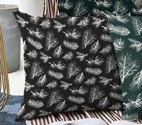 Set of 4 Winter Trend Pillow Covers|Xmas Pine Tree Needles Home Decor|Black Green Pine Tree Branches Pillow Cover|Winter Throw Pillow Top