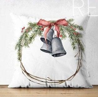 Set of 4 Christmas Pillow Covers|Snowman and Rabbits Pillow|Winter Trend Cushion Case|Xmas Bell and Bird Throw Pillow|Christmas Tree Cushion