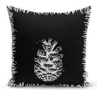 Set of 4 Winter Trend Pillow Covers|Black White Pine Tree and Pine Cone Home Decor|Decorative Xmas Throw Pillow Top|Christmas Cushion Cover