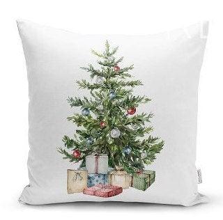 Set of 4 Christmas Pillow Covers|Snowman and Rabbits Pillow|Winter Trend Cushion Case|Xmas Bell and Bird Throw Pillow|Christmas Tree Cushion