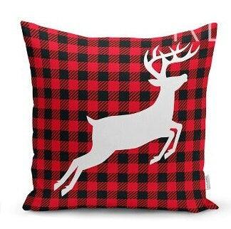 Set of 4 Christmas Pillow Covers|Buffalo Check Christmas Deer Home Decor|Suede Winter Trend Pillow Case|Housewarming New Year Throw Pillow