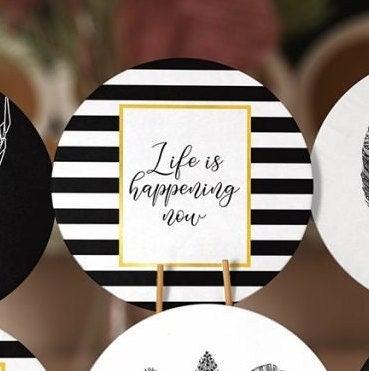 Christmas Placemat|Set of 6 Xmas Supla Table Mat|Buckhorn and Feather Round Dining Underplate|Life is Happening Now Print Winter Coaster Set