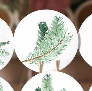 Winter Trend Placemat|Set of 6 Xmas Supla Table Mat|Pine Tree Branches Round Dining Underplate|Pine Cone with Ribbon Print Winter Coasters