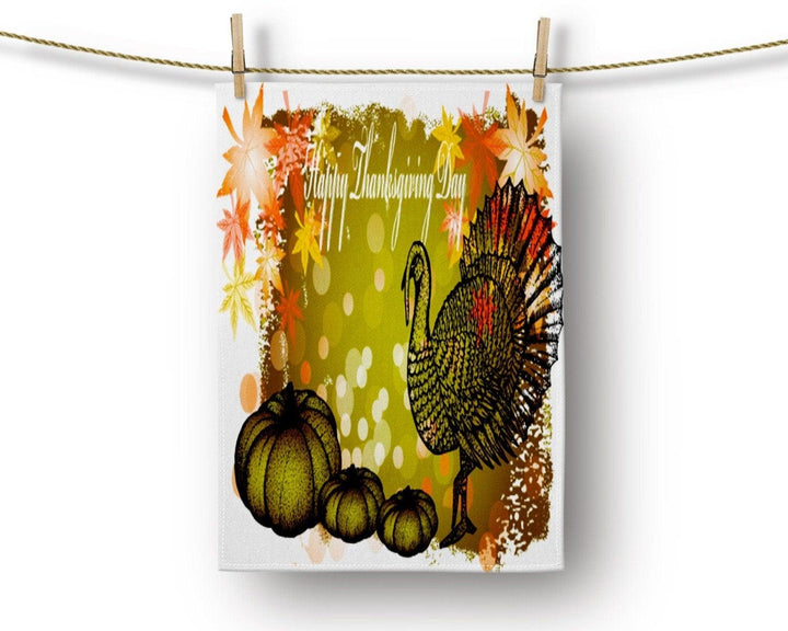 Thanksgiving Kitchen Towel|Turkey Dish Towel|Happy Thanksgiving Day Print Hand Towel|Decorative Tea Towel|Fall Trend Towel|Autumn Hand Towel