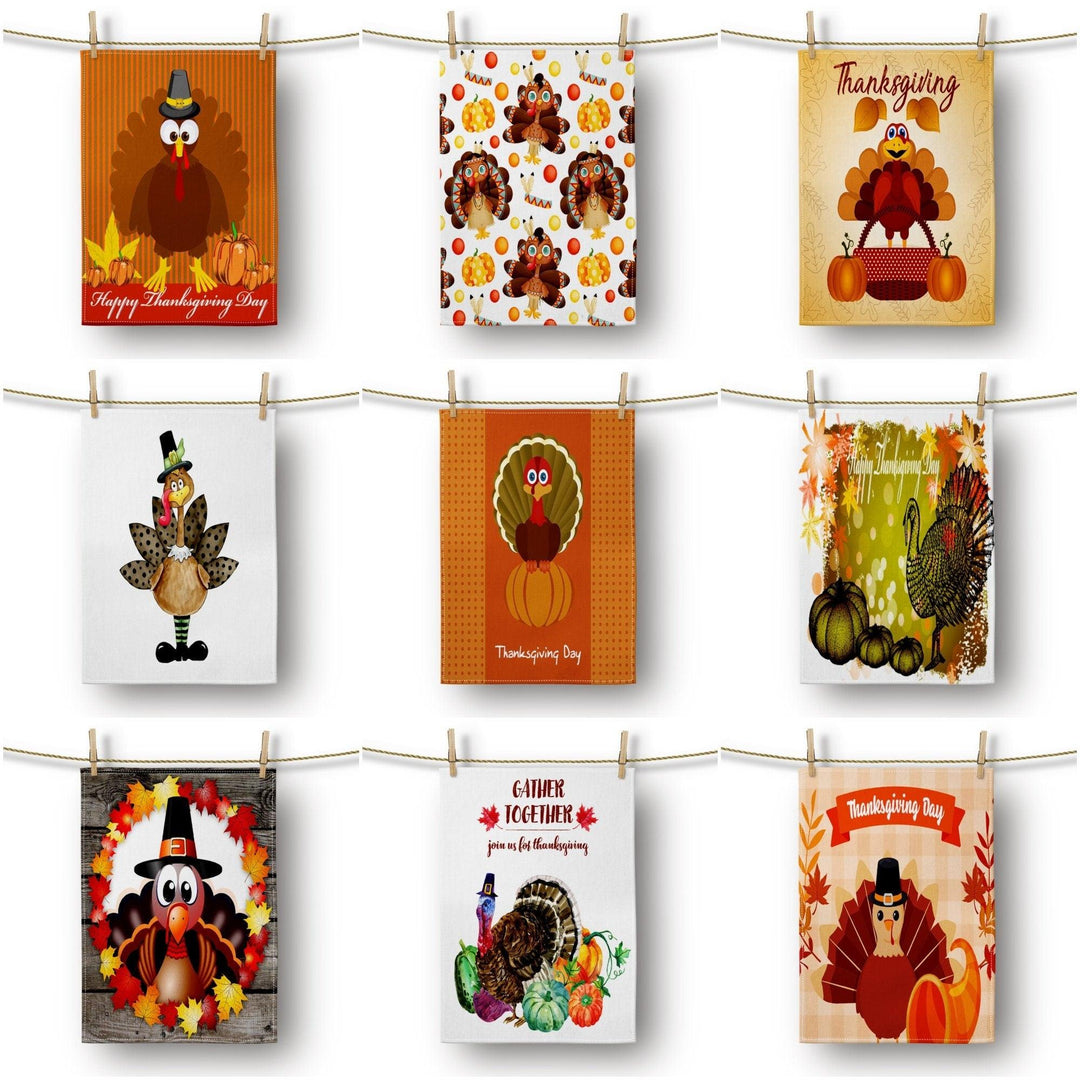 Thanksgiving Kitchen Towel|Turkey Dish Towel|Happy Thanksgiving Day Print Hand Towel|Decorative Tea Towel|Fall Trend Towel|Autumn Hand Towel