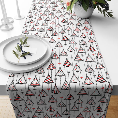 Winter Pine Tree Table Runner|Christmas Table Decor|Snowflake and Xmas Tree Gift Table Centerpiece|Winter Trend Abstract Pine Tablecloth