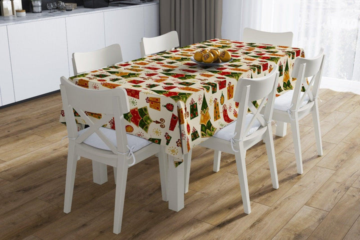 Christmas Table Cloths|Rectangle Home Decor Table Cloth|Housewarming Xmas Table Cover|Snowman and Xmas Bell Table Decor|Outdoor Table Cloth