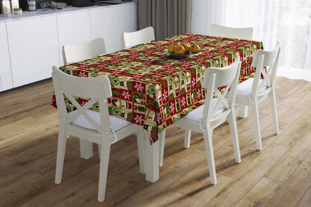 Christmas Table Cloths|Rectangle Home Decor Table Cloth|Housewarming Xmas Table Cover|Snowman and Xmas Bell Table Decor|Outdoor Table Cloth