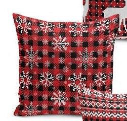 Set of 4 Christmas Pillow Covers and 1 Table Runner|Winter Trend Xmas Design Home Decor|Red White Black Xmas Deer, Xmas Tree Runner, Cushion