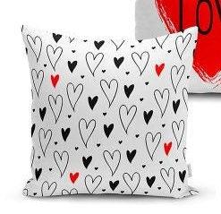 Set of 4 Valentine's Day Pillow Covers and 1 Table Runner|Red White Love Themed Home Decor|Heart Print Tablecloth and Cushion|Gift for Her