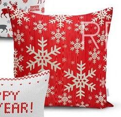 Set of 4 Christmas Pillow Covers and 1 Table Runner|Snowflake, Xmas Deer and Xmas Tree Home Decor|Merry Xmas Happy New Year Runner and Case