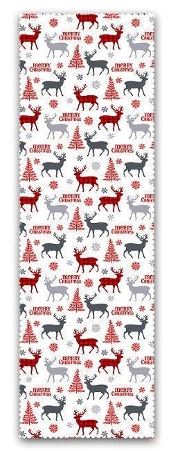 Set of 4 Christmas Pillow Covers and 1 Table Runner|Red White Gray Xmas Deer Home Decor|Buckhorn and Merry Christmas Print Runner, Cushion