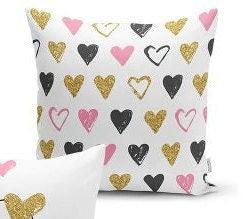 Set of 4 Valentine's Day Pillow Covers and 1 Table Runner|Be Mine and I Love You Print Home Decor|Heart Print Tablecloth and Cushion Set