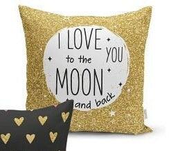 Set of 4 Valentine's Day Pillow Covers and 1 Table Runner|Be Mine and I Love You To The Moon and Back Decor|Heart Tablecloth and Cushion Set