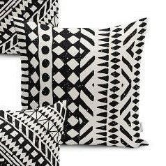 Set of 4 Scandinavian Pillow Covers and 1 Table Runner|Southwestern Home Decor|Decorative Rug Design Tablecloth|Aztec Cushion and Runner Set