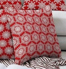 Set of 4 Winter Trend Pillow Covers|Xmas Home Decor|White Snowflake on Red Background Pillow Top|Christmas Pillow Cover|Xmas Throw Pillow