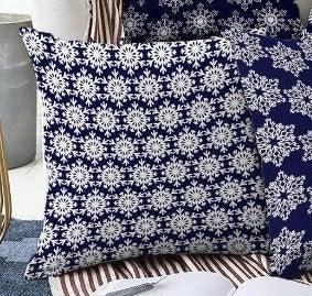 Set of 4 Winter Trend Pillow Covers|Xmas Home Decor|White Snowflake on Navy Blue Background Pillow|Christmas Pillow Cover|Xmas Throw Pillow