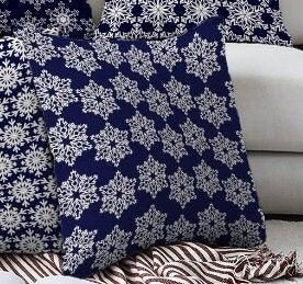 Set of 4 Winter Trend Pillow Covers|Xmas Home Decor|White Snowflake on Navy Blue Background Pillow|Christmas Pillow Cover|Xmas Throw Pillow