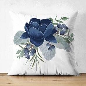 Set of 4 Blue White Flower Pillow Covers|Decorative Pillow Case|Decorative Floral Pillow Top|Outdoor Cushion|Housewarming Throw Pillow Case