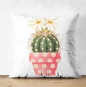 Set of 4 Green Cactus Pillow Covers|Decorative Succulent Pillow Case|Housewarming Floral Cactus Throw Pillow Case|Boho Bedding Home Decor