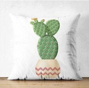 Set of 4 Green Cactus Pillow Covers|Decorative Succulent Pillow Case|Housewarming Floral Cactus Throw Pillow Case|Boho Bedding Home Decor