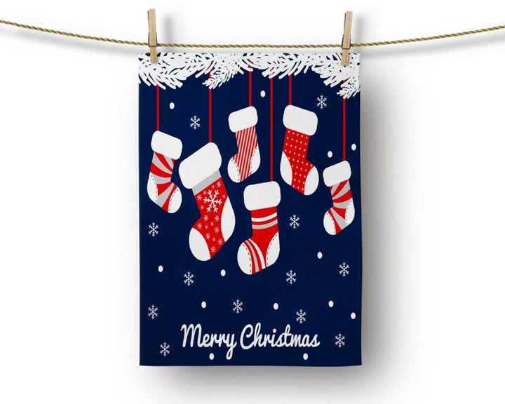 Christmas Kitchen Towel|Merry Christmas Dish Towel|Snowman Hand Towel|Xmas Tree Hand Towel|Xmas Stocking Tea Towel|Ho Ho and Santa Hat Towel