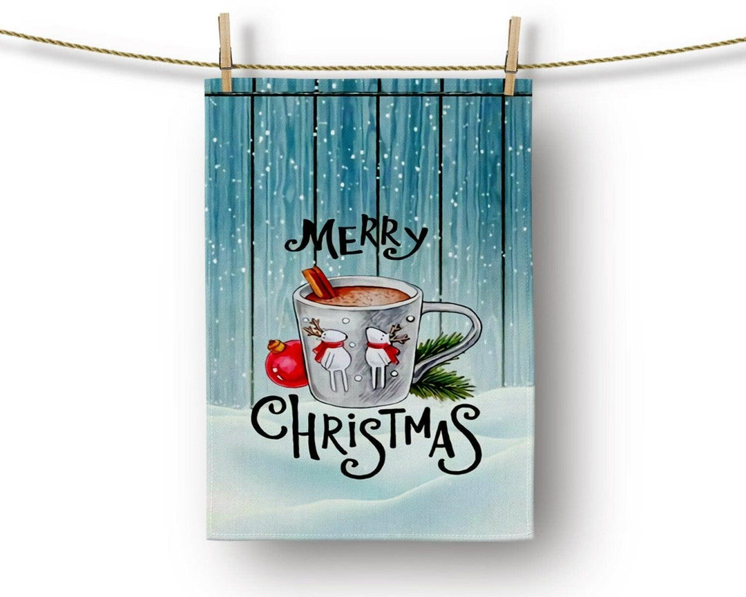 Christmas Kitchen Towel|Merry Christmas Dish Towel|Snowman Hand Towel|Xmas Tree Hand Towel|Xmas Stocking Tea Towel|Ho Ho and Santa Hat Towel