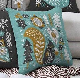 Set of 4 Winter Trend Pillow Covers|Animal Print Christmas Home Decor|Deer and Fox Pillow Top|Owl and Squirrel Pillow Cover|Pine Tree Pillow