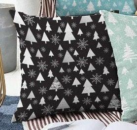 Set of 4 Winter Pillow Covers|Xmas Pine Tree and Snowflake Home Decor|Snowflake Pillow Top|Winter Trend Throw Pillow|Geometric Winter Pillow