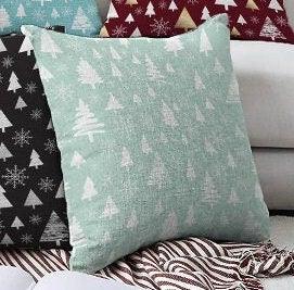 Set of 4 Winter Pillow Covers|Xmas Pine Tree and Snowflake Home Decor|Snowflake Pillow Top|Winter Trend Throw Pillow|Geometric Winter Pillow