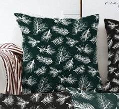 Set of 4 Winter Trend Pillow Covers|Xmas Pine Tree Needles Home Decor|Black Green Pine Tree Branches Pillow Cover|Winter Throw Pillow Top