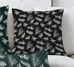 Set of 4 Winter Trend Pillow Covers|Xmas Pine Tree Needles Home Decor|Black Green Pine Tree Branches Pillow Cover|Winter Throw Pillow Top