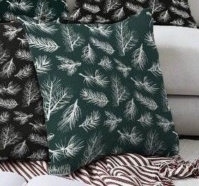 Set of 4 Winter Trend Pillow Covers|Xmas Pine Tree Needles Home Decor|Black Green Pine Tree Branches Pillow Cover|Winter Throw Pillow Top