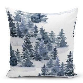 Set of 4 Winter Trend Pillow Covers|Xmas Deer and Pine Tree Home Decor|House under Snow Pillow Top|Christmas Pillow Cover|Xmas Throw Pillow