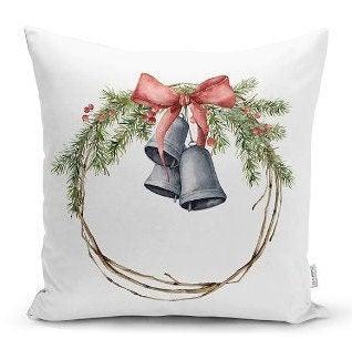 Set of 4 Christmas Pillow Covers|Snowman and Rabbits Pillow|Winter Trend Cushion Case|Xmas Bell and Bird Throw Pillow|Christmas Tree Cushion