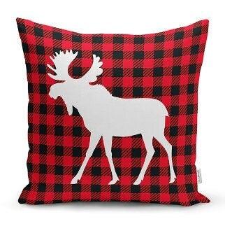 Set of 4 Christmas Pillow Covers|Buffalo Check Christmas Deer Home Decor|Suede Winter Trend Pillow Case|Housewarming New Year Throw Pillow