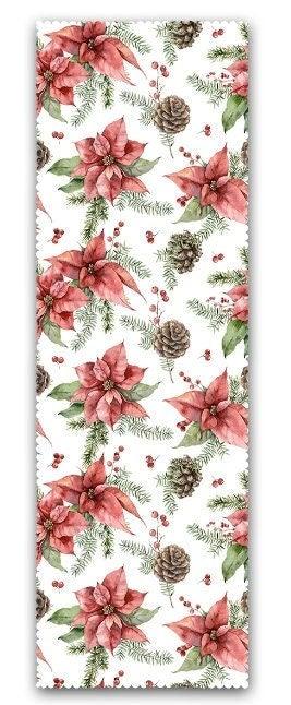 Set of 4 Christmas Pillow Covers and 1 Table Runner|Red Poinsettia, Pine Cone Home Decor|Lantern, Bell, Red Berries Pillow and Runner Set