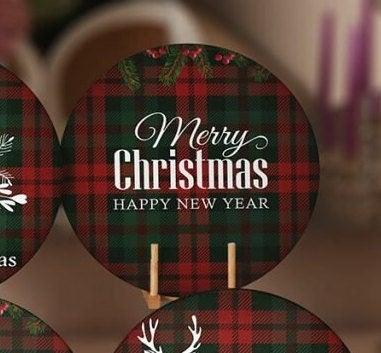 Christmas Placemat|Set of 6 Xmas Supla Table Mat|Buffalo Plaid Xmas Deer Round Dining Underplate|Merry Xmas and Happy New Year Coaster Set