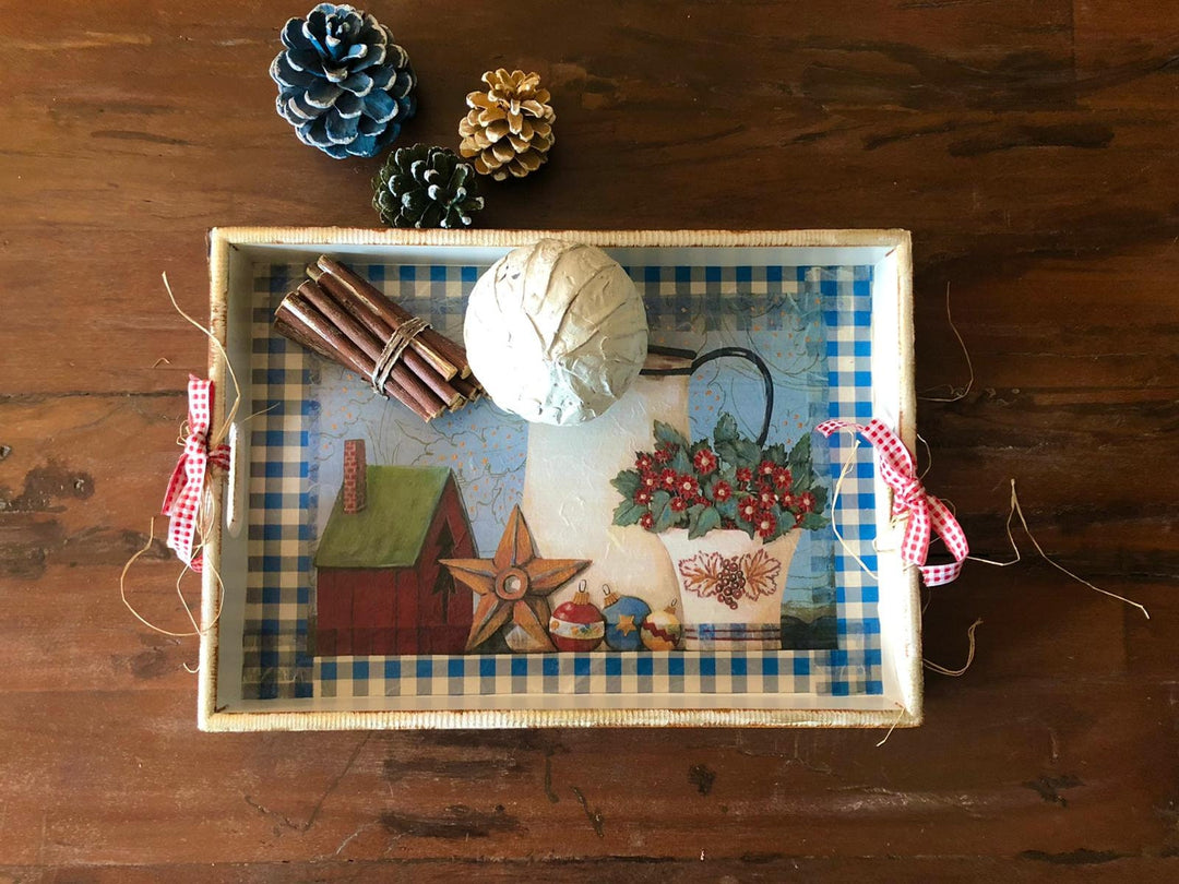 Hand Painted Wooden Tray|Wooden Decor|Custom Table Decor|Acrylic Paint|Serving Tray|Home Decor|Gift for Women|Wooden Art|Housewarming Gift