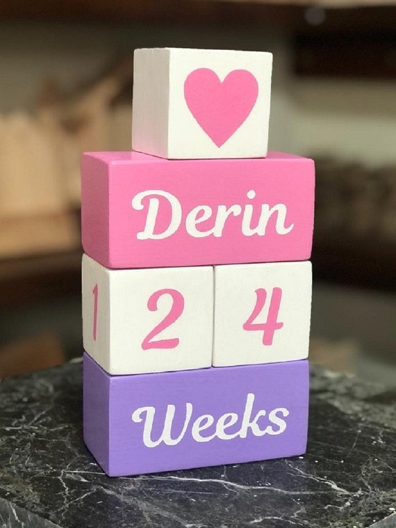 Set of 5 Custom Wooden Cube|Personalized Baby Cube|Wooden Letter Name Block|Wooden Nursery Kid Name Sign|Wood Baby Shower Gift|New Mom Gift