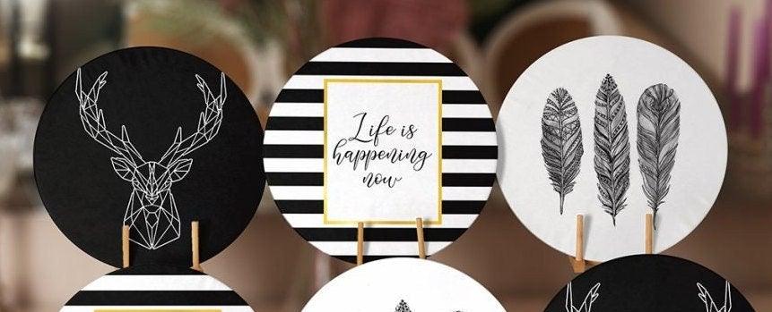 Christmas Placemat|Set of 6 Xmas Supla Table Mat|Buckhorn and Feather Round Dining Underplate|Life is Happening Now Print Winter Coaster Set