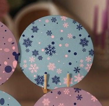 Winter Trend Placemat|Set of 6 Xmas Supla Table Mat|Pine Tree Round Dining Underplate|Snowflake on Rose Gold and Turquoise Color Coaster Set