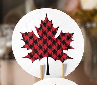 Christmas Placemat|Set of 4 Xmas Supla Table Mat|Red Black Checkered Leaf with Deer Round Dining Underplate|Buffalo Check Leaf, Deer Coaster