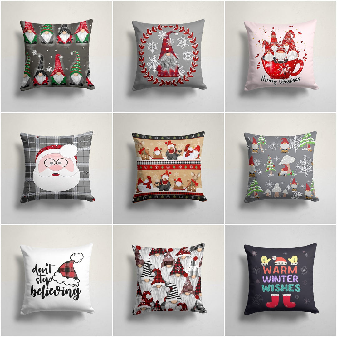 Gnome Pillow Covers|Dwarf Santa Claus Home Decor|Decorative Christmas Pillow Case|Merry Christmas Throw Pillow|Christmas Outdoor Pillow Top