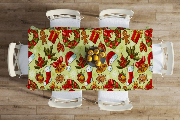 Christmas Table Cloths|Rectangle Table Cloth|Housewarming Xmas Table Cover|Kitchen Table Decor|Santa Hat, Ho Ho Table|Merry Christmas Decor