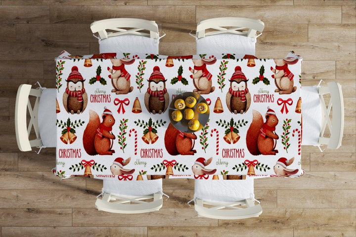 Christmas Table Cloths|Rectangle Table Cloth|Housewarming Xmas Table Cover|Kitchen Table Decor|Santa Hat, Ho Ho Table|Merry Christmas Decor