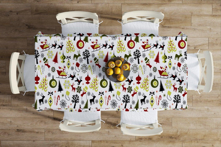 Christmas Table Cloths|Rectangle Table Cloth|Housewarming Xmas Table Cover|Kitchen Table Decor|Santa Hat, Ho Ho Table|Merry Christmas Decor