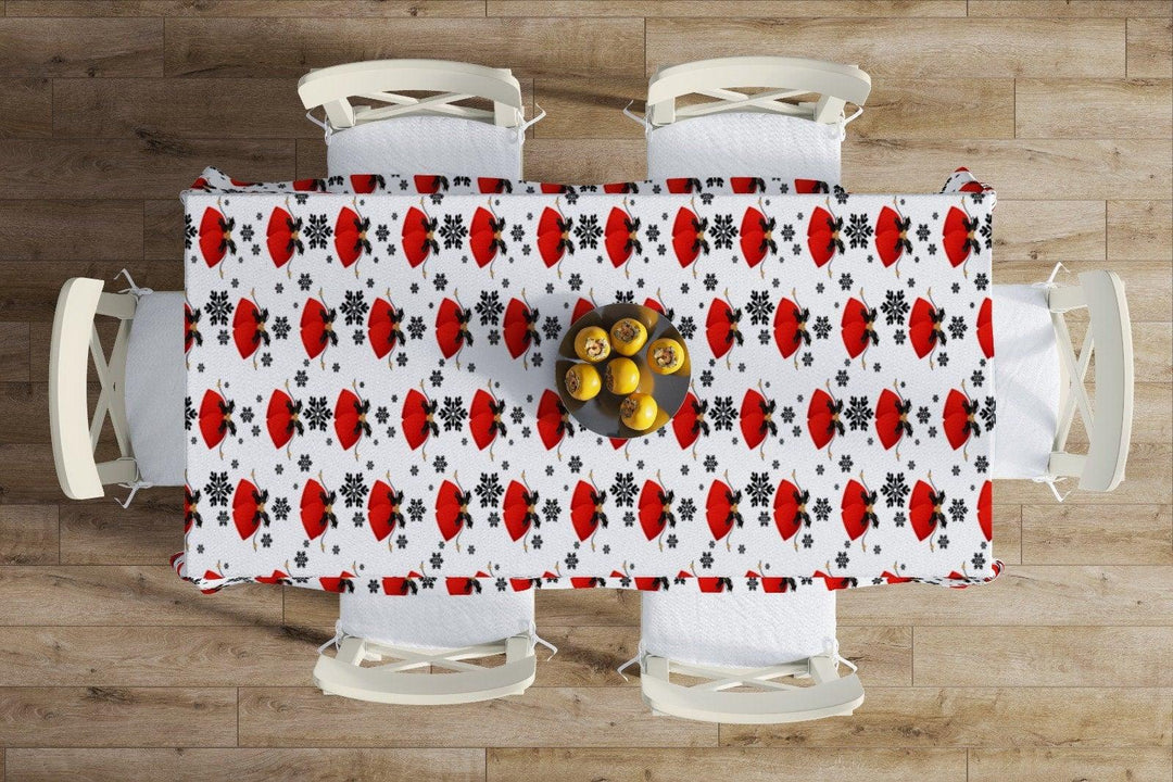 Christmas Tablecloth|Snowflake Table Cover|Striped Design Xmas Tabletop|Housewarming Xmas Design Table Cover|Winter Trend Kitchen Decor